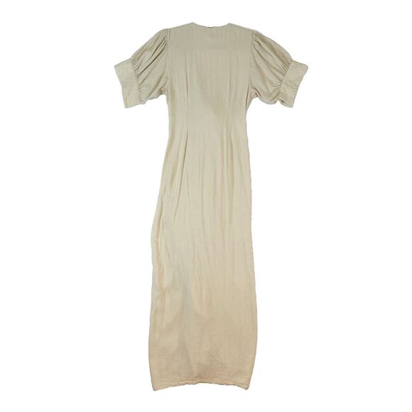 Free People‎ Vintage Summer Midi Dress Women's Sz XS Beige Neutral Coastal - Picture 4 of 9